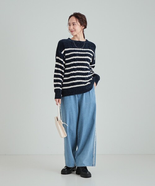 SHOO・LA・RUE（シューラルー）の「◆もっちり柔らか モールケーブルニット（ニット/セーター・レディース・ネイビー系2/ベージュ/ホワイト系5/ベビーピンク・01/02/04/03）」の12枚目の写真