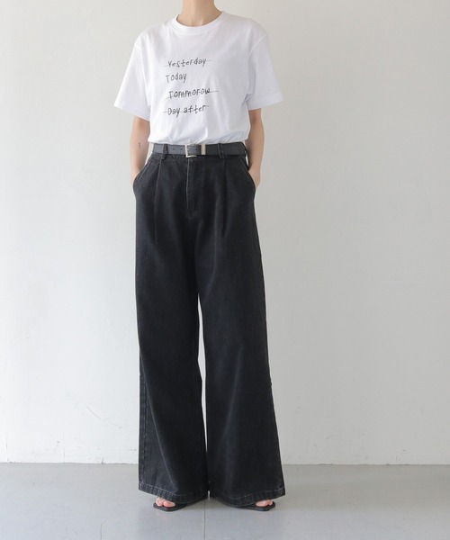 cheriella（シェリエラ）の「【HER CLOSET×cheriella】ハイウエストタックワイドデニムパンツ HIGH WAIST TUCK WIDE DENIM PANTS（デニムパンツ・レディース・ブラック/インディゴブルー・L/M/S）」の6枚目の写真