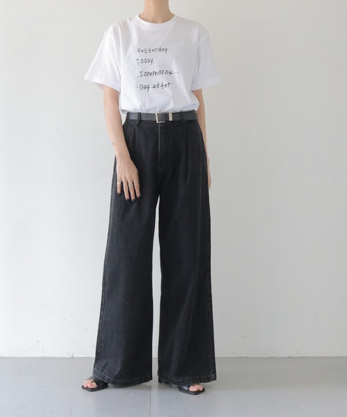 cheriella（シェリエラ）の「【HER CLOSET×cheriella】ハイウエストタックワイドデニムパンツ HIGH WAIST TUCK WIDE DENIM PANTS（デニムパンツ・レディース・ブラック/インディゴブルー・L/M/S）」の7枚目の写真