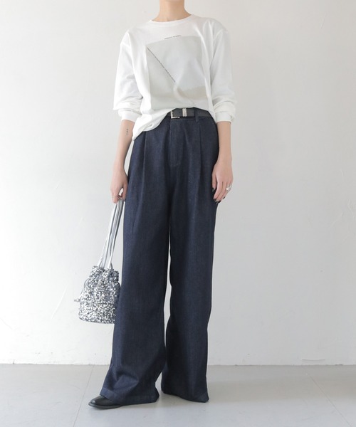 cheriella（シェリエラ）の「【HER CLOSET×cheriella】ハイウエストタックワイドデニムパンツ HIGH WAIST TUCK WIDE DENIM PANTS（デニムパンツ・レディース・ブラック/インディゴブルー・L/M/S）」の11枚目の写真