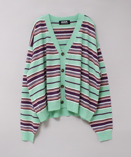 RNA（アールエヌエー）の「K2716 ループヤーンボーダーカーディガン（カーディガン/ボレロ・レディース・ブラック/ライトベージュ/ミント・MEDIUM）」の22枚目の写真