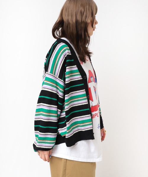 RNA（アールエヌエー）の「K2716 ループヤーンボーダーカーディガン（カーディガン/ボレロ・レディース・ブラック/ライトベージュ/ミント・MEDIUM）」の17枚目の写真