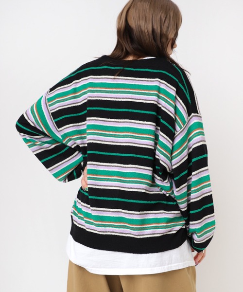 RNA（アールエヌエー）の「K2716 ループヤーンボーダーカーディガン（カーディガン/ボレロ・レディース・ブラック/ライトベージュ/ミント・MEDIUM）」の18枚目の写真