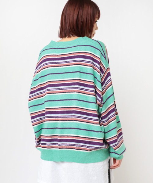 RNA（アールエヌエー）の「K2716 ループヤーンボーダーカーディガン（カーディガン/ボレロ・レディース・ブラック/ライトベージュ/ミント・MEDIUM）」の21枚目の写真