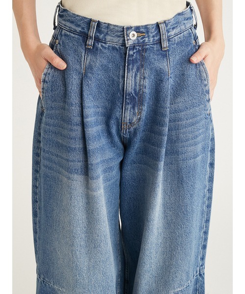 emmi(エミ)の「リサイクルコットンタックデニムパンツ(デニムパンツ・レディース・ブラック/インディゴブルー・0/1)」の8枚目の写真