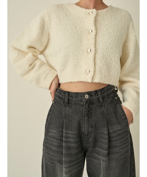 emmi(エミ)の「リサイクルコットンタックデニムパンツ(デニムパンツ・レディース・ブラック/インディゴブルー・0/1)」の22枚目の写真