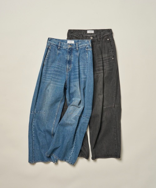 emmi(エミ)の「リサイクルコットンタックデニムパンツ(デニムパンツ・レディース・ブラック/インディゴブルー・0/1)」の4枚目の写真