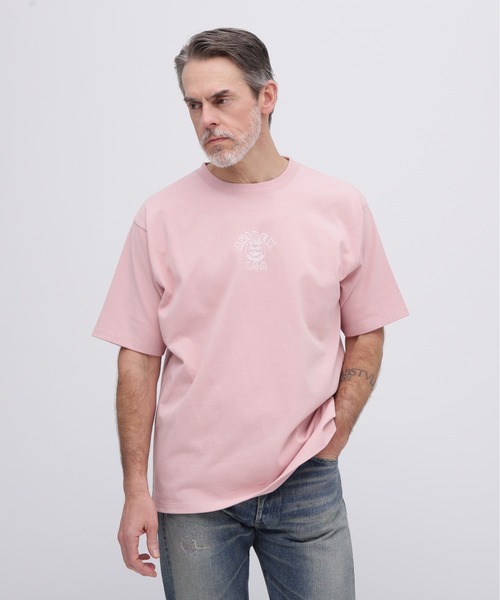 AVIREX(アヴィレックス)の「《WEB&DEPOT限定》ONE POINT EMB T-SHIRT"VARSITY LOGO" / ワンポイントロゴ 刺繍 半袖Tシャツ / AVIREX / アヴィレックス(Tシャツ/カットソー・メンズ・ホワイト/ブラック/ダークグリーン/ピンク・MEDIUM/LARGE/X-LARGE/XX-LARGE)」の8枚目の写真