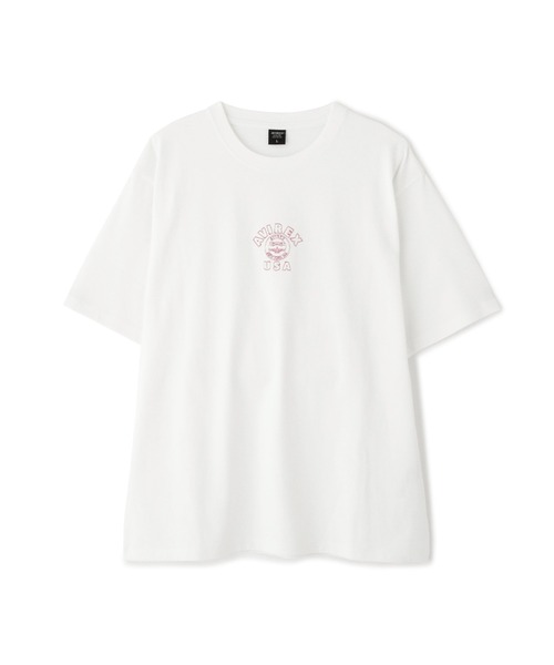 AVIREX(アヴィレックス)の「《WEB&DEPOT限定》ONE POINT EMB T-SHIRT"VARSITY LOGO" / ワンポイントロゴ 刺繍 半袖Tシャツ / AVIREX / アヴィレックス(Tシャツ/カットソー・メンズ・ホワイト/ブラック/ダークグリーン/ピンク・MEDIUM/LARGE/X-LARGE/XX-LARGE)」の22枚目の写真