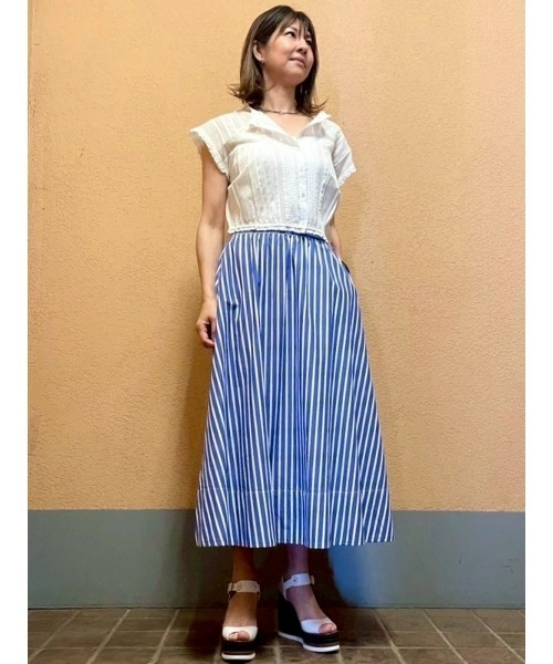 GAP(ギャップ)の「ポプリン マキシスカート(スカート・レディース・ベージュ/ブラック/オフホワイト/ホワイト×ブルー・M/S/XXS/XS/L)」の11枚目の写真