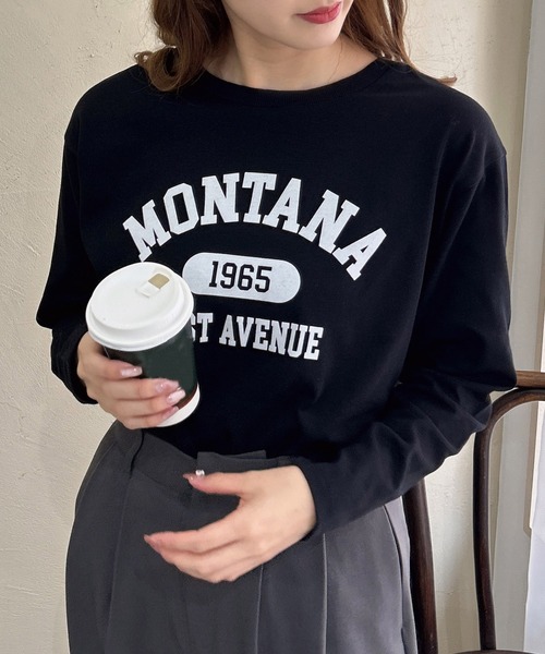INGNI（イング）の「アソートロゴロングTシャツ（Tシャツ/カットソー・レディース・グレー系6/ブラック×ホワイト/ブラック×シルバー/ホワイト系その他2/ホワイト×シルバー/ブラック系その他/ホワイト×ブラック/ライトグレー系6/ベージュ系7・M）」の5枚目の写真