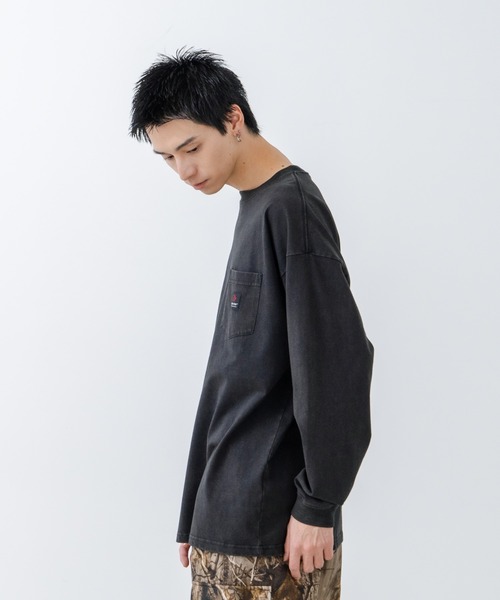 SAVIER(サビアー)の「【SAVIER/サビアー】オーバーサイズ ポケット付クルーネックロンT ワンポイント刺繍 ブランドロゴ(Tシャツ/カットソー・メンズ・ホワイト/ブラック・MEDIUM/LARGE)」の17枚目の写真