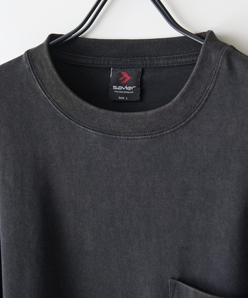 SAVIER(サビアー)の「【SAVIER/サビアー】オーバーサイズ ポケット付クルーネックロンT ワンポイント刺繍 ブランドロゴ(Tシャツ/カットソー・メンズ・ホワイト/ブラック・MEDIUM/LARGE)」の12枚目の写真