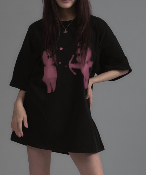tinkerend(ティンカーエンド)の「【ユニセックス】Angel Graphic Short Sleeve T-shirt / エンジェルグラフィック半袖Tシャツ(Tシャツ/カットソー・レディース・ブラック・L/M/S)」の5枚目の写真