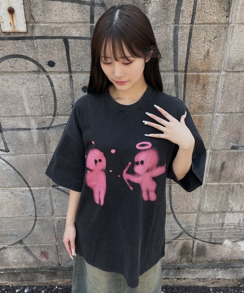 tinkerend(ティンカーエンド)の「【ユニセックス】Angel Graphic Short Sleeve T-shirt / エンジェルグラフィック半袖Tシャツ(Tシャツ/カットソー・レディース・ブラック・L/M/S)」の13枚目の写真