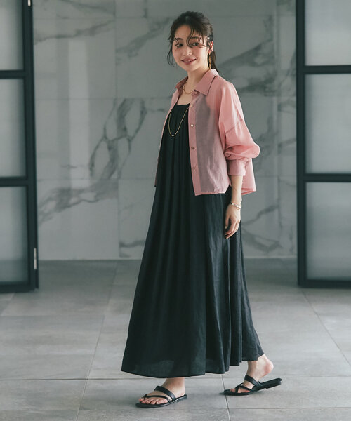 ラブティックボンボン　ピンク 長袖シアーブラウス 薄手 ラブティックボンボン 24SS シアーボリュームスリーブブラウス