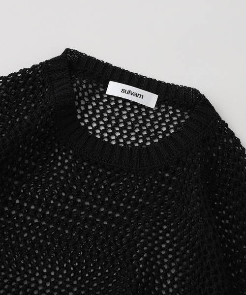sulvam（サルバム）の「【SULVAM / サルバム】メッシュプルオーバーニット（ニット/セーター・メンズ・ブラック・SMALL）」の6枚目の写真