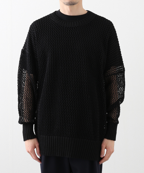 sulvam（サルバム）の「【SULVAM / サルバム】メッシュプルオーバーニット（ニット/セーター・メンズ・ブラック・SMALL）」の2枚目の写真