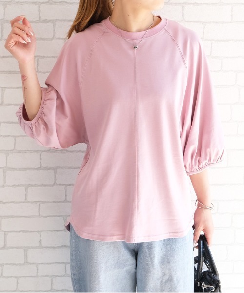 aquagarage（アクアガレージ）の「ボリューム袖カットソー（Tシャツ/カットソー・レディース・ブラック/ネイビー/ベージュ/セージグリーン/ホワイト/ピンク/ライム・M/S）」の7枚目の写真