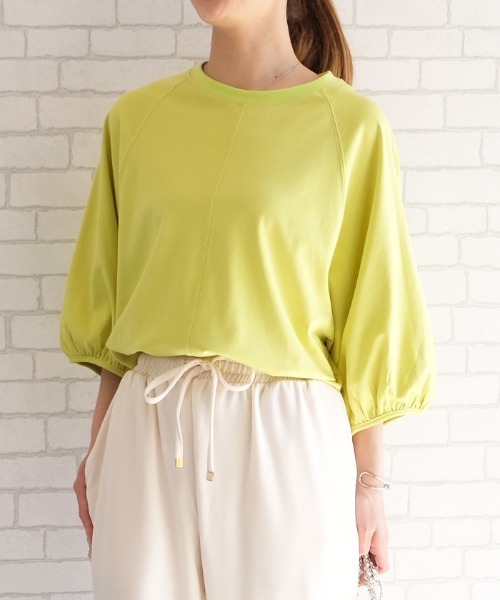 aquagarage（アクアガレージ）の「ボリューム袖カットソー（Tシャツ/カットソー・レディース・ブラック/ネイビー/ベージュ/セージグリーン/ホワイト/ピンク/ライム・M/S）」の4枚目の写真
