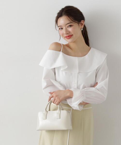 PROPORTION BODY DRESSING（プロポーションボディドレッシング）の「アシメフレアブラウス / 1215110313（シャツ/ブラウス・レディース・ホワイト系その他/ベージュ系その他/ブルー系その他・FREE）」の2枚目の写真