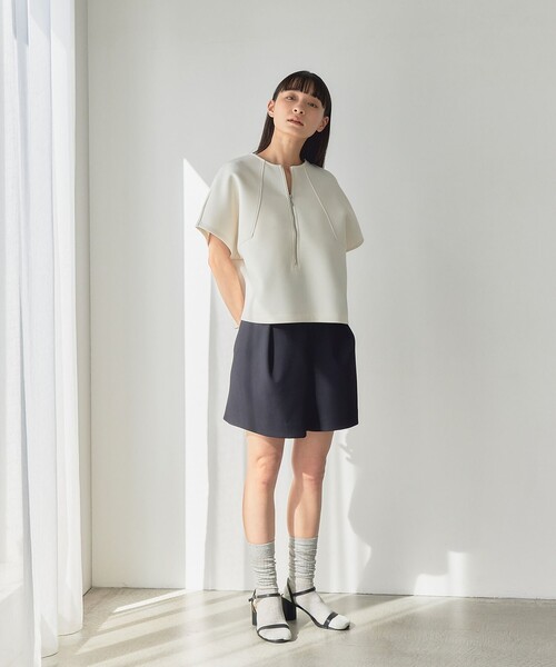 EMMEL REFINES(エメルリファインズ)の「<EMMEL REFINES>EM ダンボール 2WAY ジップ プルオーバー(Tシャツ/カットソー・レディース・オフホワイト/ブラック・FREE)」の5枚目の写真