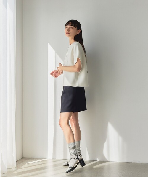 EMMEL REFINES(エメルリファインズ)の「<EMMEL REFINES>EM ダンボール 2WAY ジップ プルオーバー(Tシャツ/カットソー・レディース・オフホワイト/ブラック・FREE)」の7枚目の写真