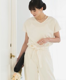 Rebloom | 【セットアップ対応/洗える/セレモニースーツ】プルオーバーVネック半袖トップス 単品(シャツ/ブラウス)