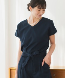 Rebloom | 【セットアップ対応/洗える/セレモニースーツ】プルオーバーVネック半袖トップス 単品(シャツ/ブラウス)