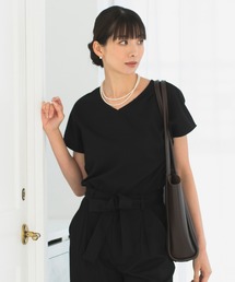 【セットアップ対応/洗える/セレモニースーツ】プルオーバーVネック半袖トップス 単品