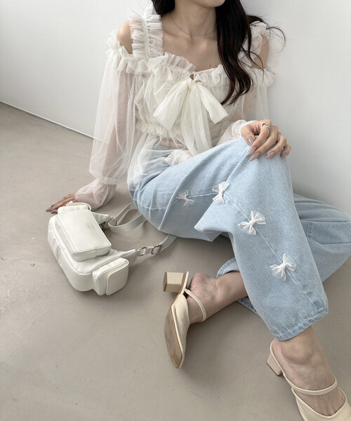 OLIVE des OLIVE(オリーブデオリーブ)の「メニ―リボンデニムパンツ(その他パンツ・レディース・サックスブルー・MEDIUM/SMALL)」の22枚目の写真