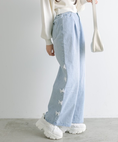 OLIVE des OLIVE(オリーブデオリーブ)の「メニ―リボンデニムパンツ(その他パンツ・レディース・サックスブルー・MEDIUM/SMALL)」の7枚目の写真