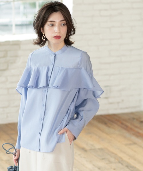 OPAQUE.CLIP（オペークドットクリップ）の「シアーフリルブラウス【洗濯機洗い可】（シャツ/ブラウス・レディース・ライトブルー/ナチュラル/チャコールグレー・42/40/38）」の20枚目の写真