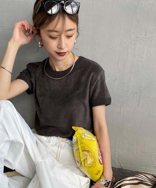 MILLER（ミラー）の「[MILLER/ミラー] パネルリブ パイルカットソー（Tシャツ/カットソー・レディース・ラベンダー/アイボリー/チャコールグレー・F）」の2枚目の写真