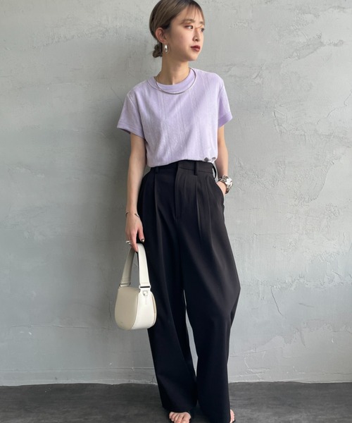 MILLER（ミラー）の「[MILLER/ミラー] パネルリブ パイルカットソー（Tシャツ/カットソー・レディース・ラベンダー/アイボリー/チャコールグレー・F）」の6枚目の写真