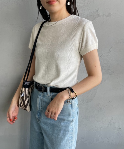 MILLER（ミラー）の「[MILLER/ミラー] パネルリブ パイルカットソー（Tシャツ/カットソー・レディース・ラベンダー/アイボリー/チャコールグレー・F）」の7枚目の写真