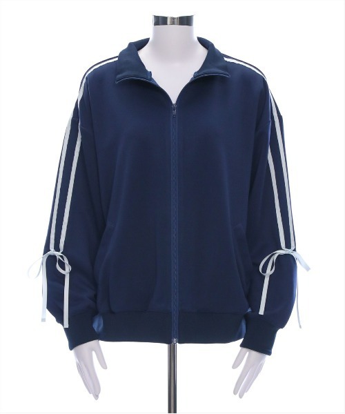 clear（クリア）の「サイドラインリボントラックジャケット［大人カジュアル リボン］（その他アウター・レディース・アイボリー/ネイビー・F）」の8枚目の写真