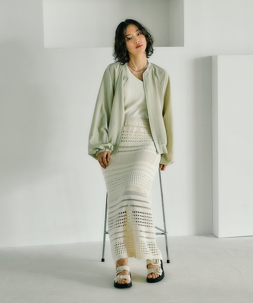 LEPSIM(レプシィム)の「7ゲージパッチワークメッシュスカート 308323(スカート・レディース・ブラック系その他/ブラック/キナリ・FREE)」の6枚目の写真