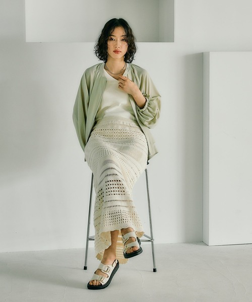 LEPSIM(レプシィム)の「7ゲージパッチワークメッシュスカート 308323(スカート・レディース・ブラック系その他/ブラック/キナリ・FREE)」の7枚目の写真