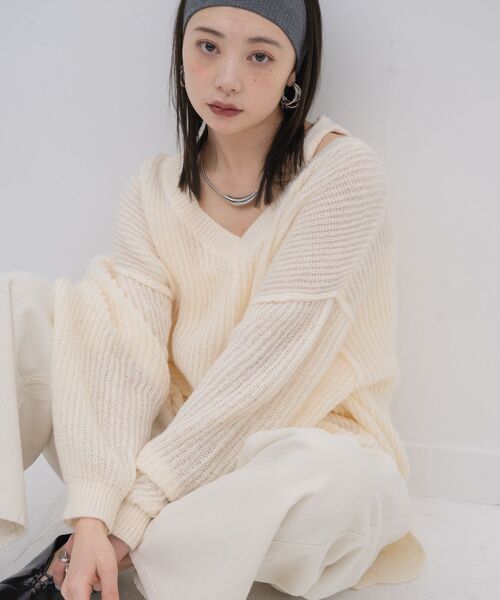 kivi(キヴィ)の「V neck PO & tank top(ニット/セーター・レディース・ブラック/オフホワイト/オレンジ/イエロー・FREE)」の8枚目の写真