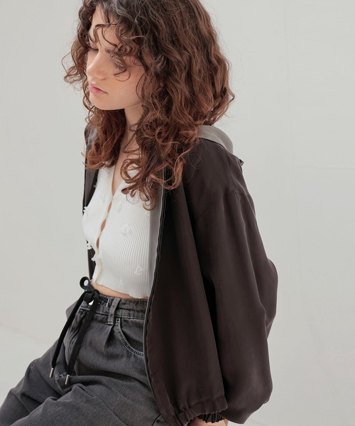 DRESSLAVE(ドレスレイブ)の「fibril cupra revesible zip blouson(フィブリルキュプラリバーシブルジップブルゾン)(ブルゾン・レディース・グレー/ブラック・38)」の2枚目の写真