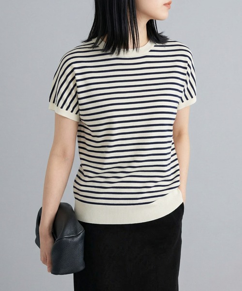 UNDOVE(アンドゥーブ)の「<UNDOVE>【抗菌防臭/臭い対策/菌対策/接触冷感/UVカット/ストレッチ/ウォッシャブル/洗えるニット/サマーニット/手入れ楽/夏ニット/ニットT/お手入れラクチン】シンプルニットプルオーバー(ニット/セーター・レディース・ボルドー/ホワイト系その他/ブラック系その他/ブラック・X-LARGE/LARGE/MEDIUM)」の2枚目の写真