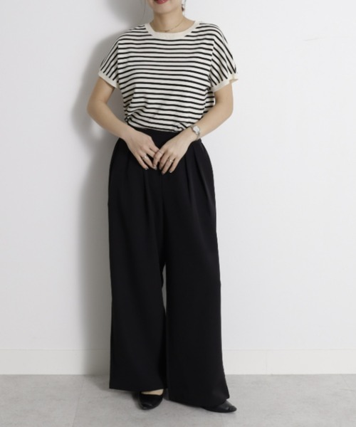 UNDOVE(アンドゥーブ)の「<UNDOVE>【抗菌防臭/臭い対策/菌対策/接触冷感/UVカット/ストレッチ/ウォッシャブル/洗えるニット/サマーニット/手入れ楽/夏ニット/ニットT/お手入れラクチン】シンプルニットプルオーバー(ニット/セーター・レディース・ボルドー/ホワイト系その他/ブラック系その他/ブラック・X-LARGE/LARGE/MEDIUM)」の22枚目の写真