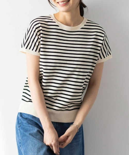 UNDOVE(アンドゥーブ)の「<UNDOVE>【抗菌防臭/臭い対策/菌対策/接触冷感/UVカット/ストレッチ/ウォッシャブル/洗えるニット/サマーニット/手入れ楽/夏ニット/ニットT/お手入れラクチン】シンプルニットプルオーバー(ニット/セーター・レディース・ボルドー/ホワイト系その他/ブラック系その他/ブラック・X-LARGE/LARGE/MEDIUM)」の5枚目の写真