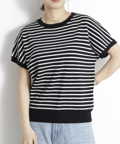 UNDOVE(アンドゥーブ)の「<UNDOVE>【抗菌防臭/臭い対策/菌対策/接触冷感/UVカット/ストレッチ/ウォッシャブル/洗えるニット/サマーニット/手入れ楽/夏ニット/ニットT/お手入れラクチン】シンプルニットプルオーバー(ニット/セーター・レディース・ボルドー/ホワイト系その他/ブラック系その他/ブラック・X-LARGE/LARGE/MEDIUM)」の9枚目の写真