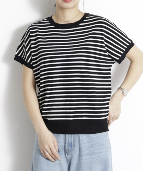 UNDOVE(アンドゥーブ)の「<UNDOVE>【抗菌防臭/臭い対策/菌対策/接触冷感/UVカット/ストレッチ/ウォッシャブル/洗えるニット/サマーニット/手入れ楽/夏ニット/ニットT/お手入れラクチン】シンプルニットプルオーバー(ニット/セーター・レディース・ボルドー/ホワイト系その他/ブラック系その他/ブラック・X-LARGE/LARGE/MEDIUM)」の10枚目の写真