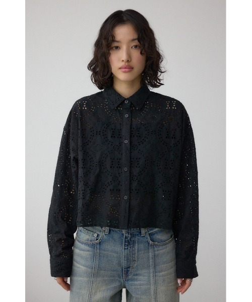 AZUL by moussy（アズールバイマウジー）の「コットンレースクロップドシャツ（シャツ/ブラウス・レディース・ブラック/アイボリー/ライム・FREE）」の19枚目の写真