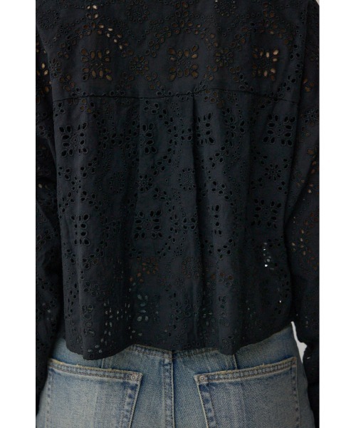 AZUL by moussy（アズールバイマウジー）の「コットンレースクロップドシャツ（シャツ/ブラウス・レディース・ブラック/アイボリー/ライム・FREE）」の14枚目の写真