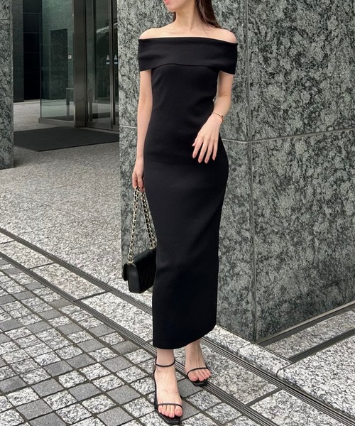 【新品未使用タグ付完売品】anuans ムーンネックタイトワンピースブラック黒 アニュアンス anuans ムーンネックタイトワンピース （BLACK