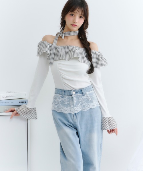 TITTY&CO.（ティティーアンドコー）の「ウエストレースデニムパンツ（デニムパンツ・レディース・ブルー・MEDIUM/SMALL）」の10枚目の写真